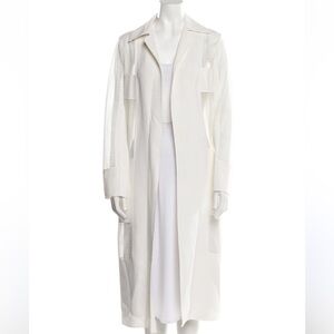 Akris Long Linen Jacket White  6‎